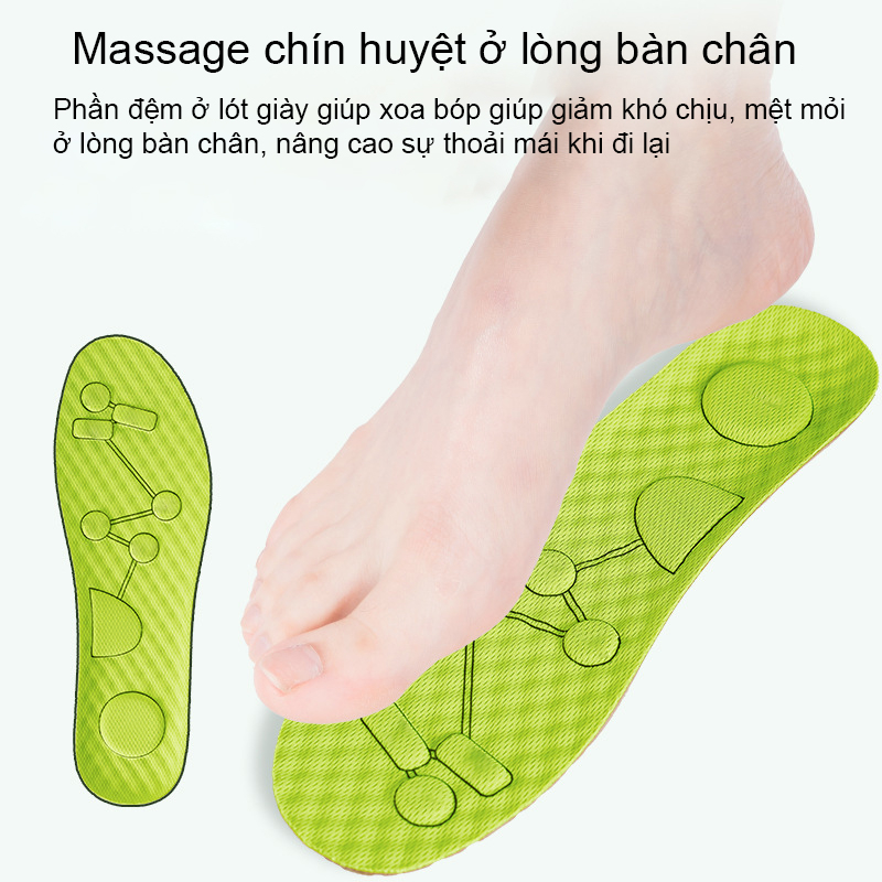 Lót giày thể thao y khoa lá ngải massage bàn chân, thoáng khí, khử mùi, hút ẩm LGTT26