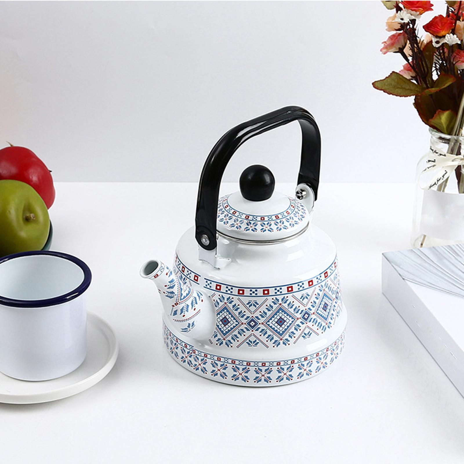 Enamel Tea Kettle Tableware Teapot Water Kettle for Kitchen Picnic Camping