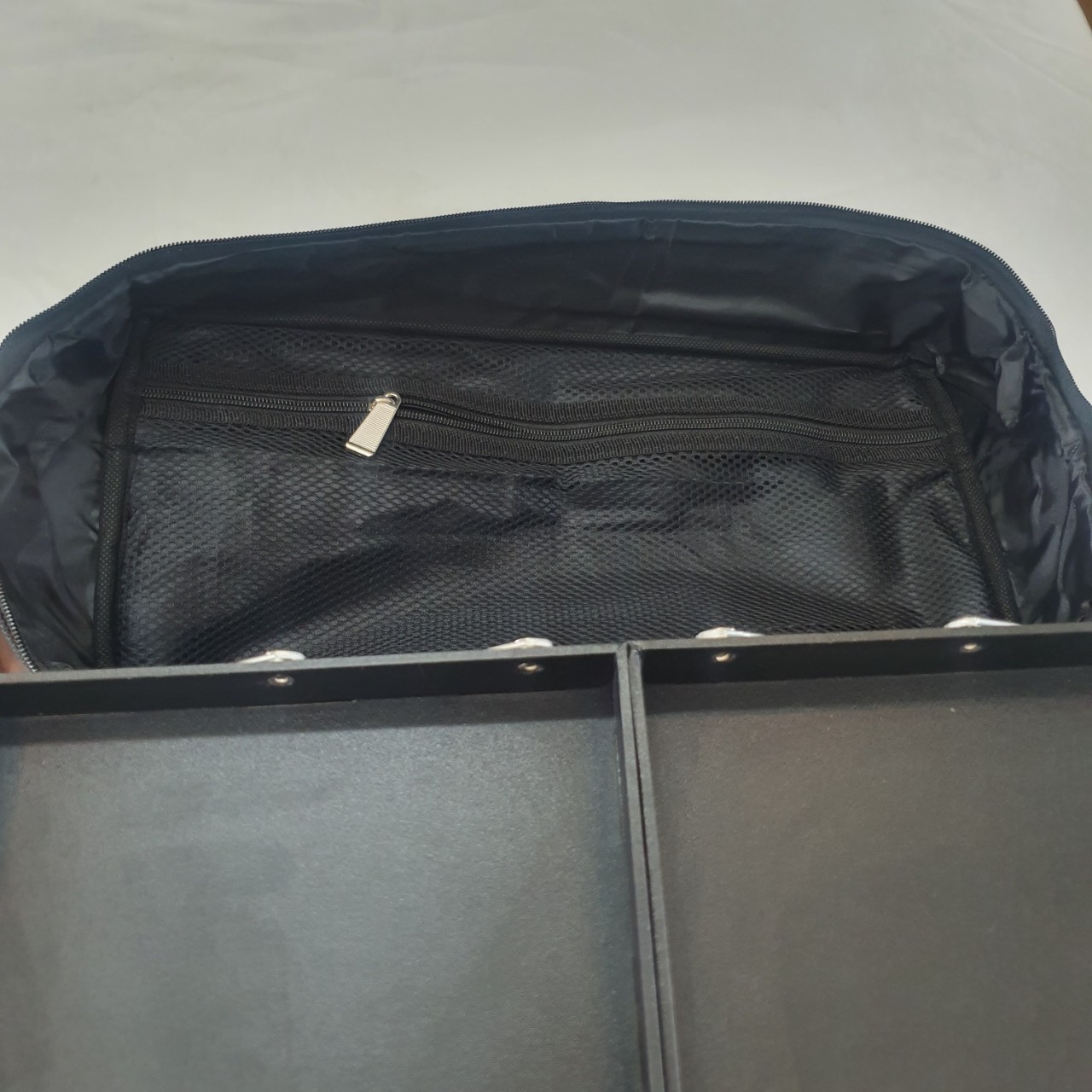 Hàng cao cấp - Cốp túi vải dày dặn bọc inox viền măm , có dây đeo đựng mỹ phẩm, nail, mi chuyên nghiệp tiện lợi size 40x20x22 cm