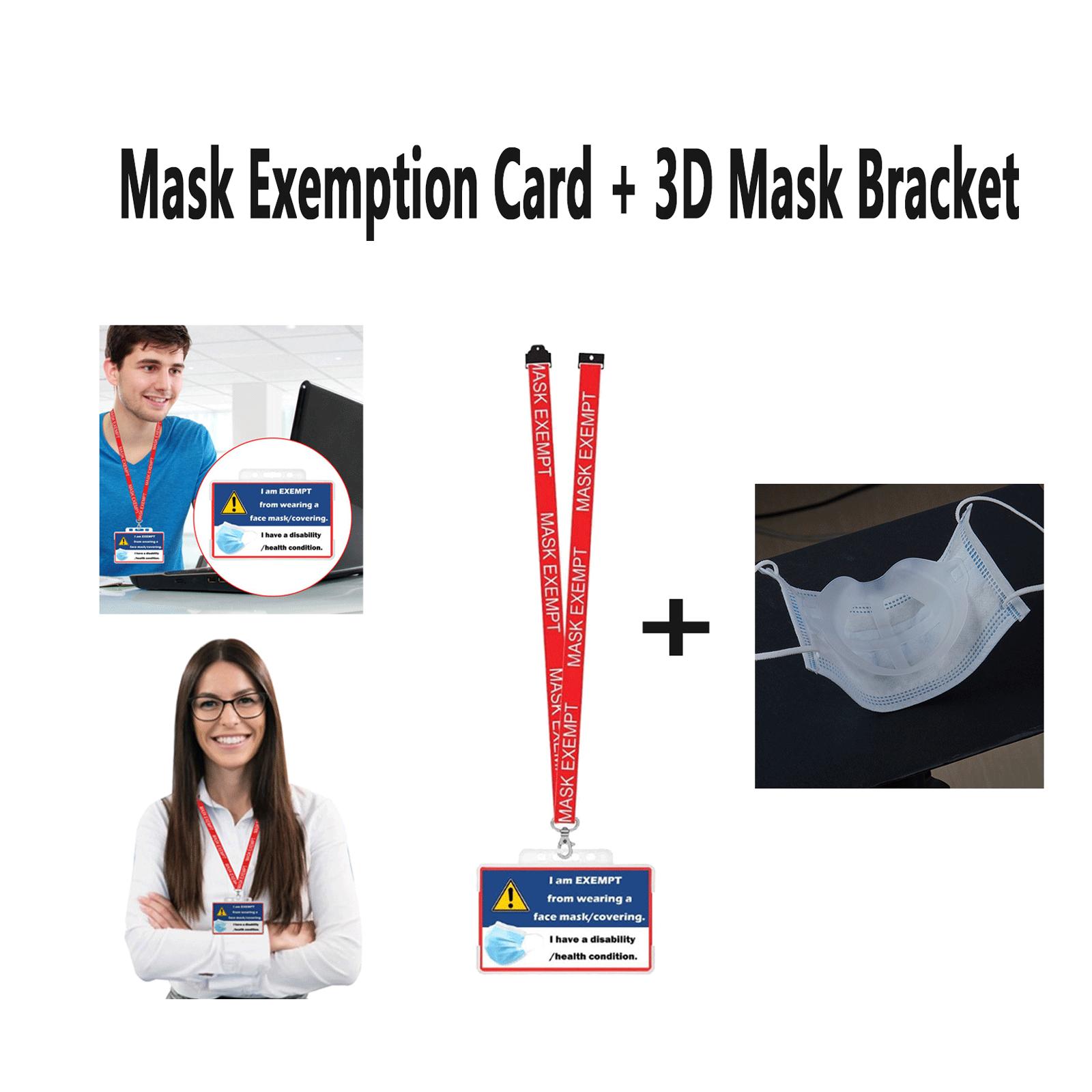 Travel   Face Mask Exempt Exemption Card with 3D Face Mask Bracket