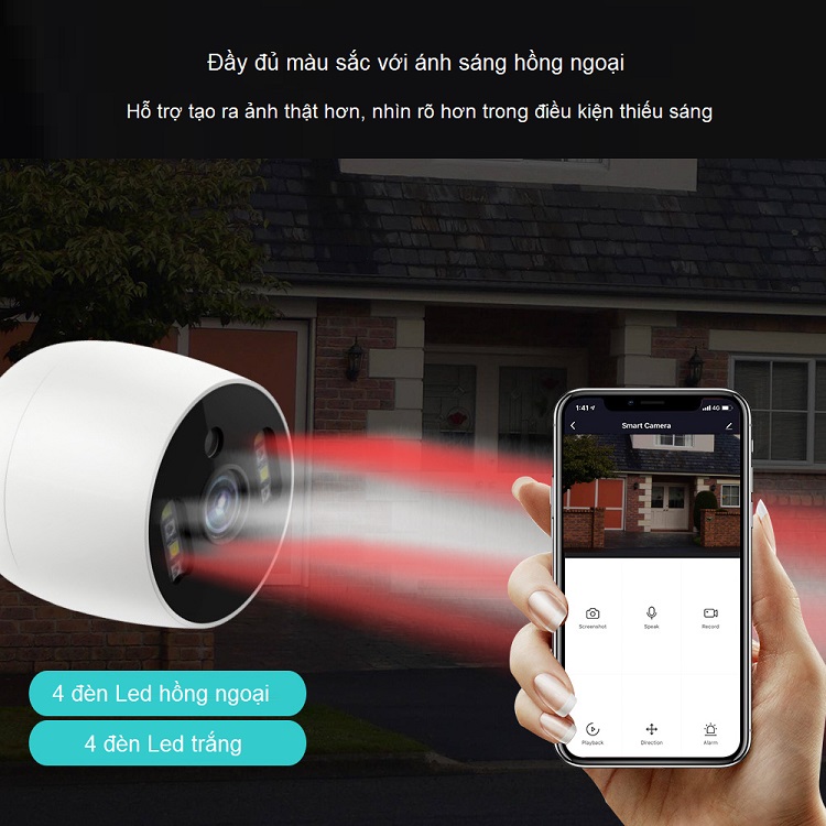 Thiết bị camera gia đình thông minh kết nối wifi qua điện thoại đi động hình ảnh HD siêu nét, chân thực cao cấp V7 (Tặng đèn pin mini bóp tay- giao màu ngẫu nhiên)