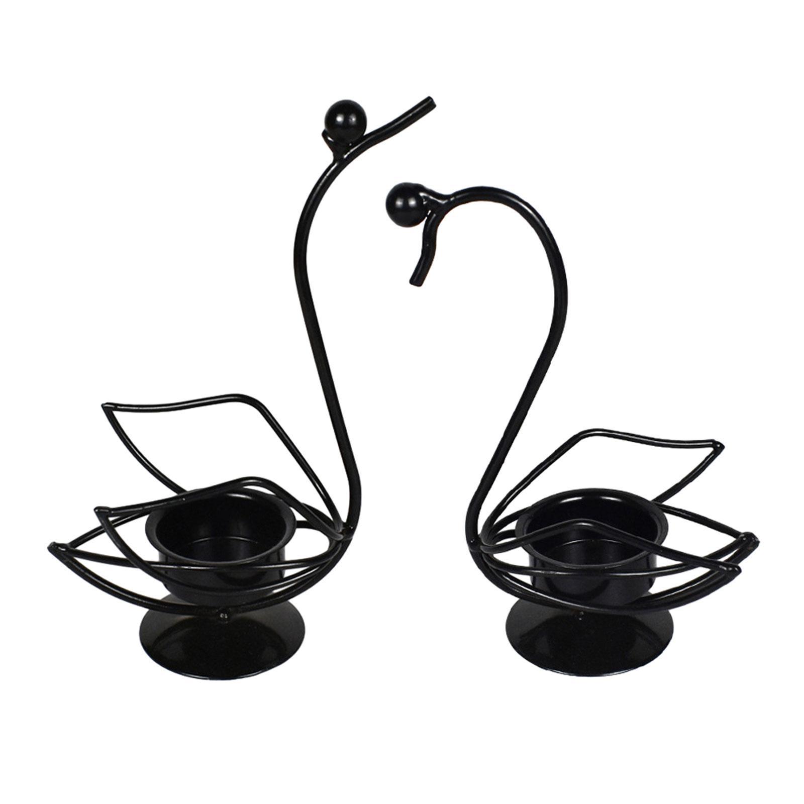 2x Swan Candle Holder Candelabra Elegant Nordic Iron Candlestick Candle Stand for Dining Table Living Room Home Holiday Decor