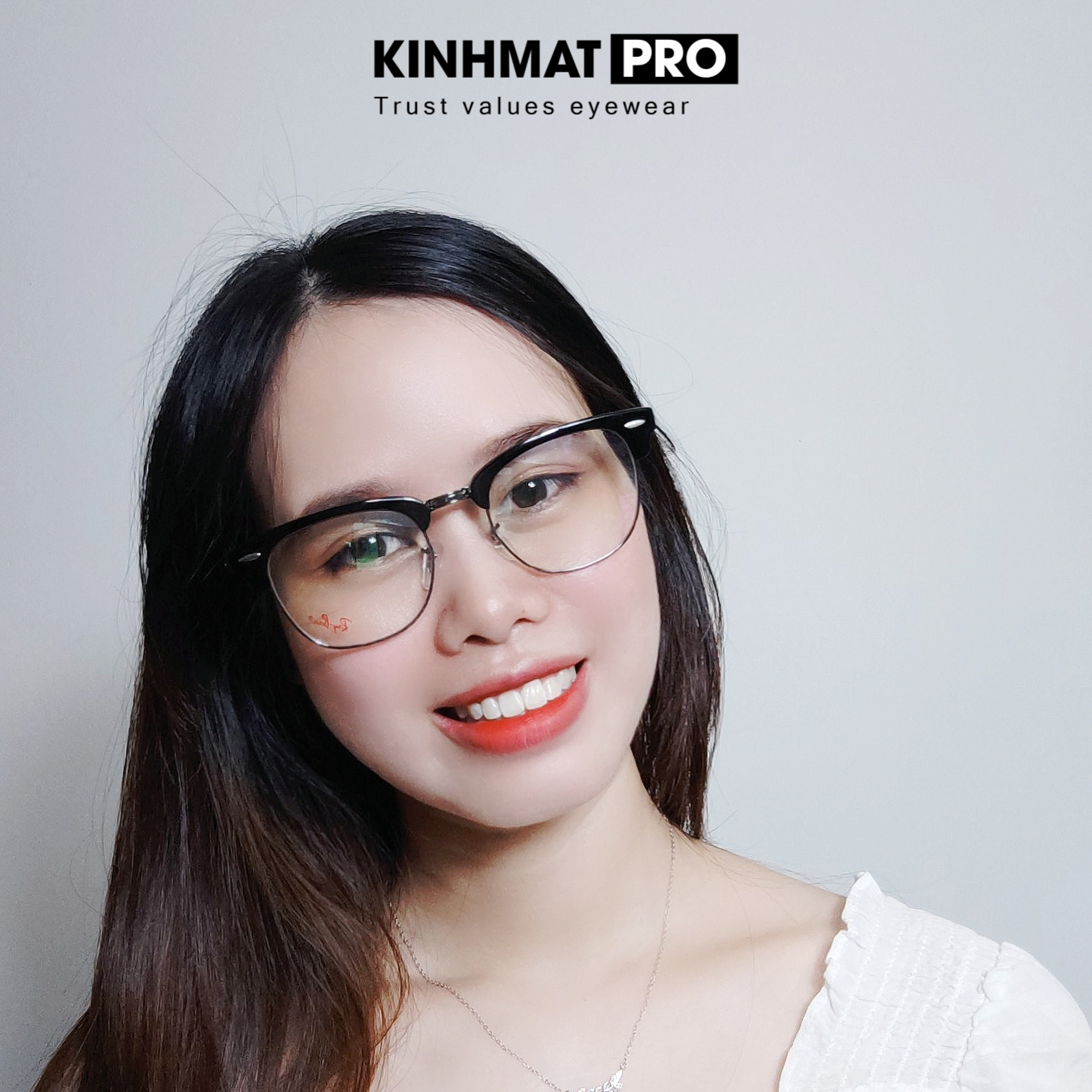 Gọng kính cận nam nữ Clubmaster kính nửa gọng cao cấp Kính mắt Pro