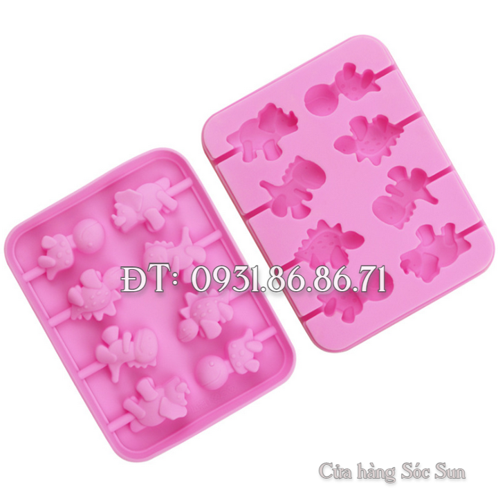 Khuôn silicon 8 con khủng long - Mã số 1491
