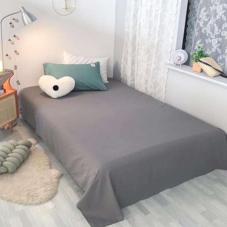 Bộ Chăn Ga Gối Cotton TC xanh ngọc phối ghi