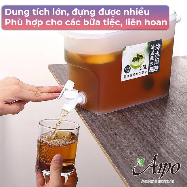 Bình Nước Để Tủ Lạnh Trong Suốt Dung Tích 3.5L Tích Hợp Vòi Rót Tiện Lợi - Bình Đựng Nước Trái Cây Dung Tích 3,5 L