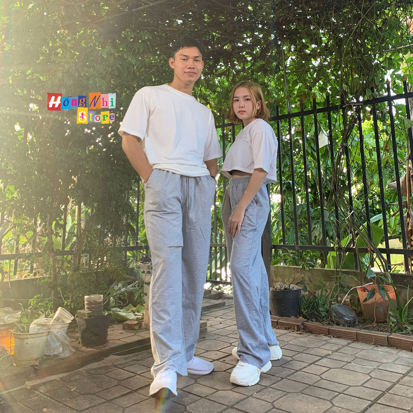 Quần Ống Rộng Rách Gối Màu Xám Lưng Thun Culottes Ulzzang Unisex - MM