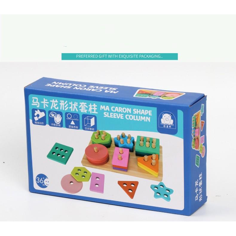 Thả khối vào cọc 6 hình cho bé từ 1y+
