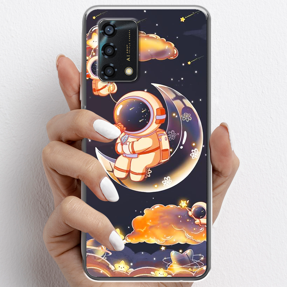 Ốp lưng cho Oppo A55, Oppo A95 nhựa TPU mẫu Phi hành gia thủy tinh