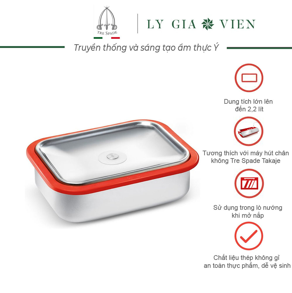 Hộp Hút Chân Không Inox Tre Spade Takaje Vacuum Box 2.2 L - Hàng Chính Hãng
