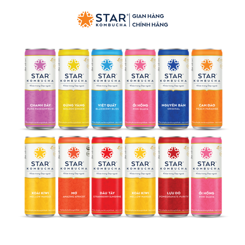 Thùng 12 lon STAR KOMBUCHA All-in-One (250ml/lon)