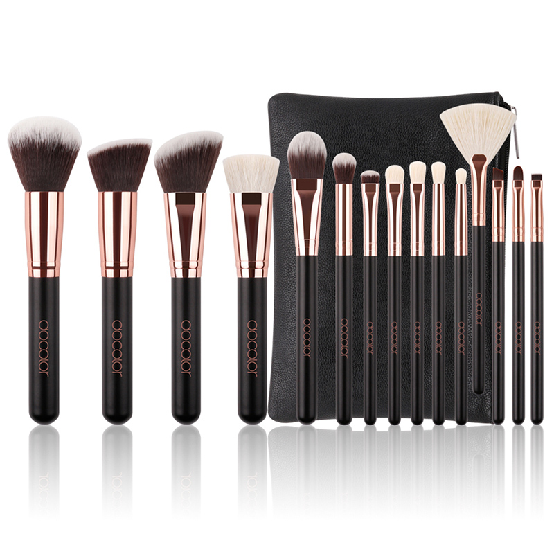 Bộ Cọ Trang Điểm lông thú Docolor 15 Pieces Rose Gold Makeup Brushes Set