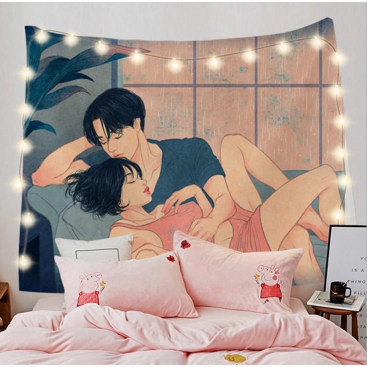 Thảm treo tường Decor phòng ngủ vintage, vải treo tường sexy