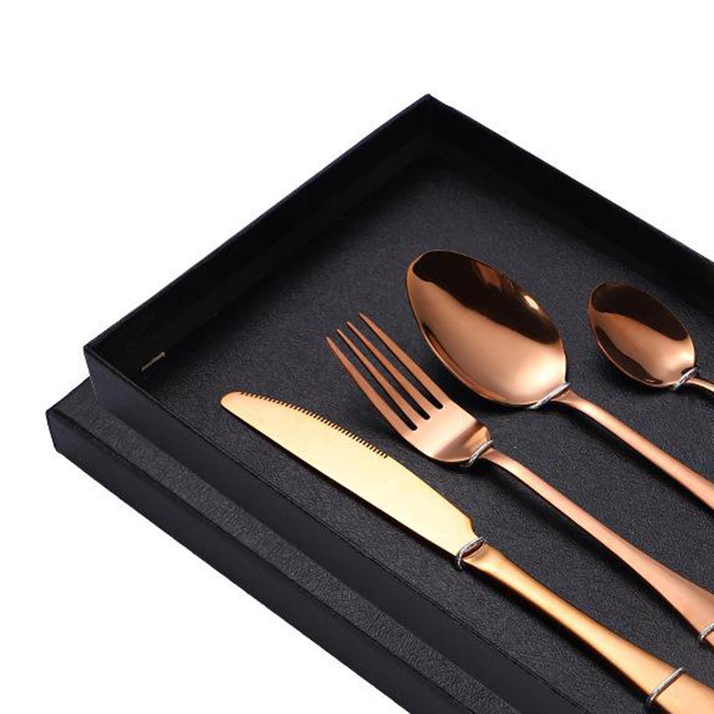 Stainless Steel Cutlery Set Spoon Fork Knife 4 piece Set Silver