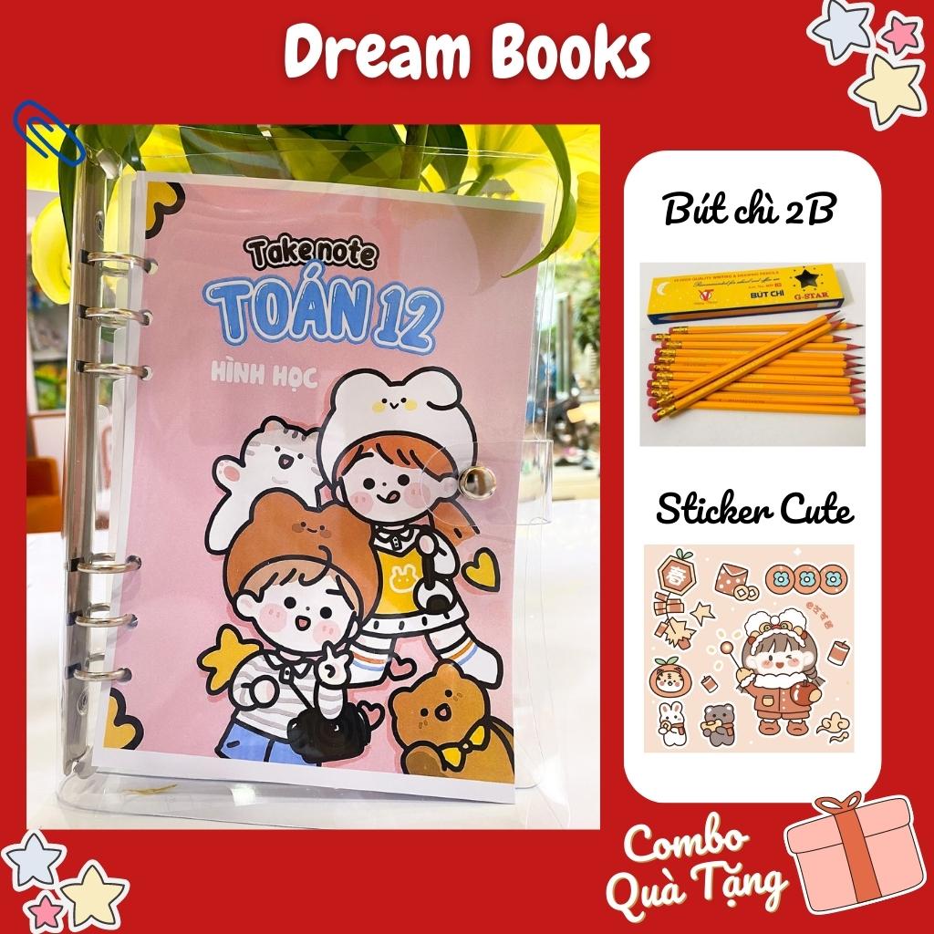 Sổ Takenote toán 12 Hình Học tổng hợp công thức toán trang trí sticker dễ hiểu- 2 loại sổ lò xo bìa trong Beta, sổ còng đóng Binder