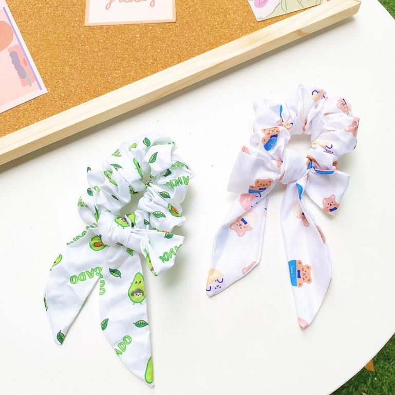 Cột tóc scrunchies nơ dễ thương