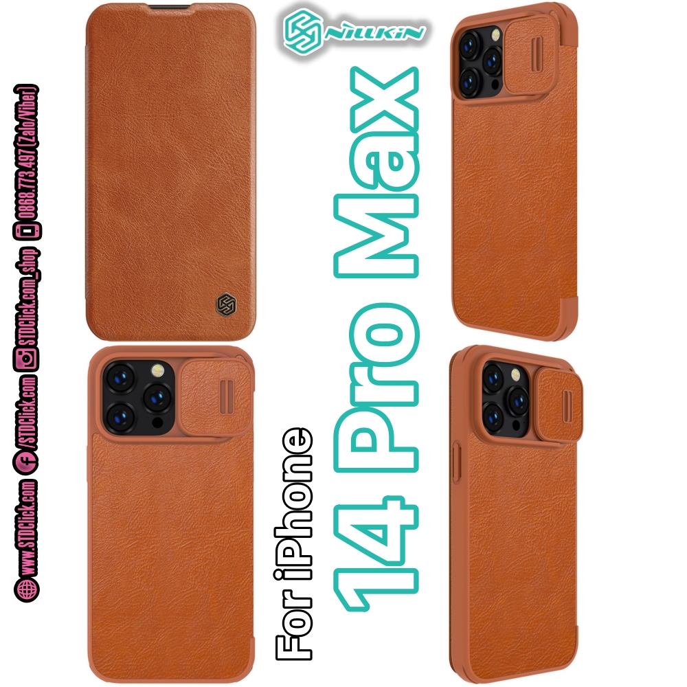 BAO DA DÀNH CHO ĐIỆN THOẠI IPHONE 14 PRO MAX NILLKIN QIN BẢO VỆ CAMERA