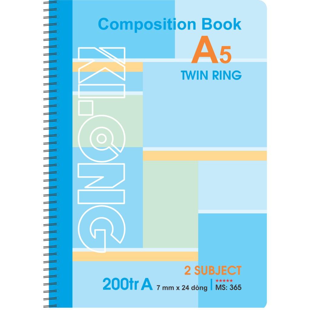 Sổ kẻ ngang lò xo kép bìa nhựa KLONG A5 200 trang 70/92; MS: 365