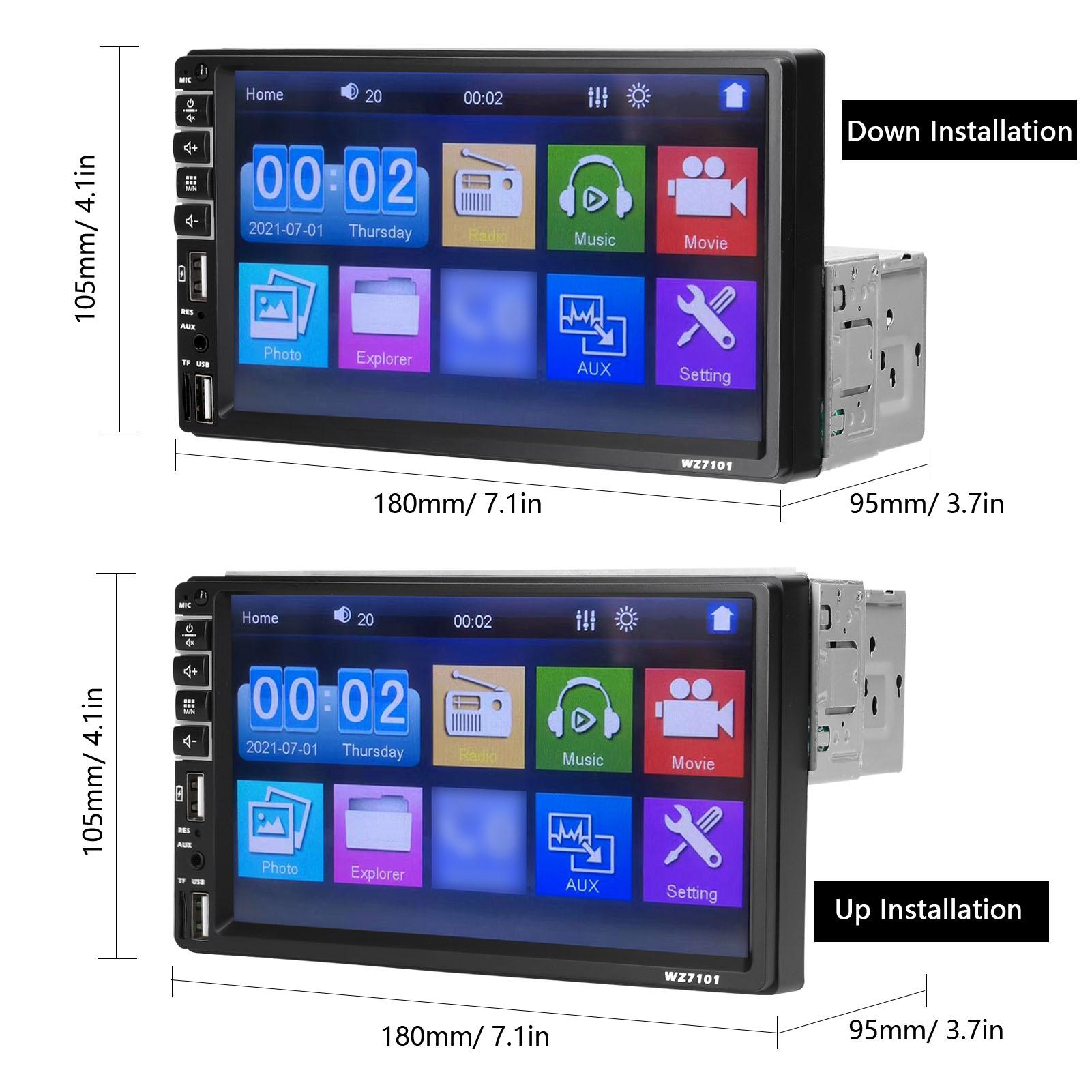WZ7101 Single Din Car Stereo 7 Inch LCD Touchscreen Monitor BT MP5 Player FM Car Radio Receiver Support TF/USB/AUX-IN