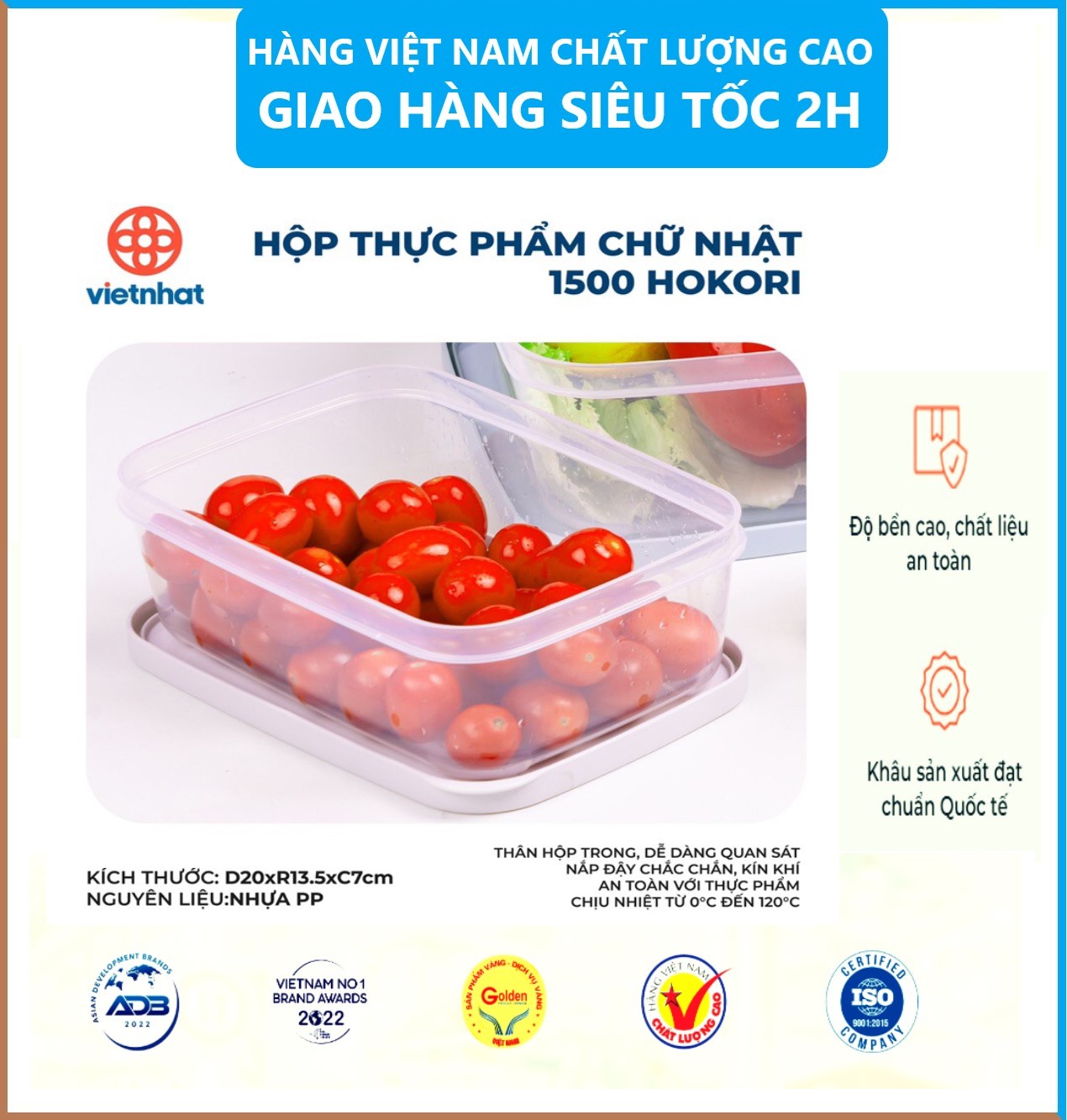 Bộ 3 Hộp Đựng Thực Phẩm Chữ Nhật Nhiều Cỡ Có Nắp , Chất Liệu Nhựa Nguyên Sinh Cao Cấp , Sản Xuất Theo Tiêu Chuẩn Châu Âu An Toàn Cho Sức Khỏe - Hàng Việt Nam 