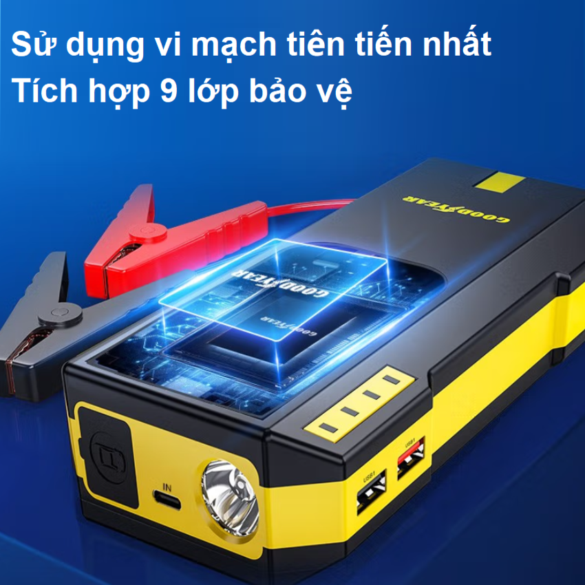 HÀNG CHÍNH HÃNG - Bộ kích n.ổ ô tô, kiêm pin sạc dự phòng Goodyear GY-5358, 20000mAh