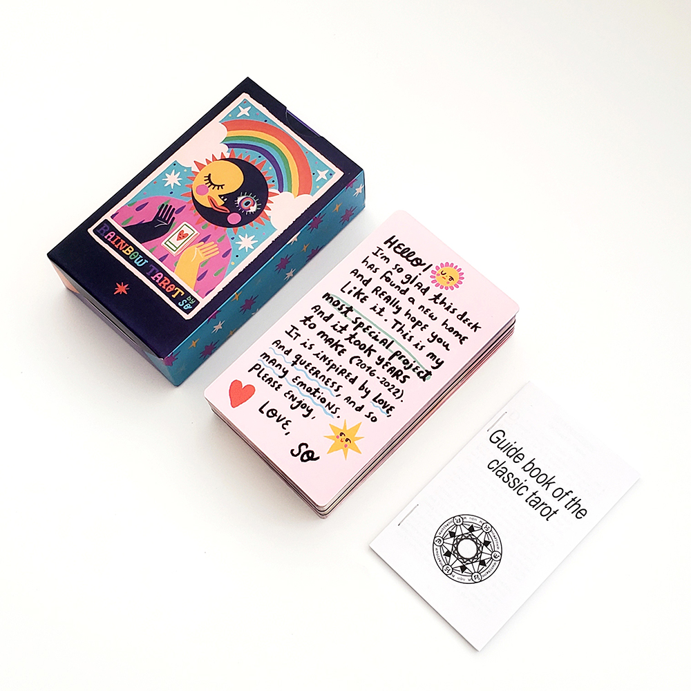 Bộ Bài Rainbow Tarot 78 lá 7x12 cm tặng đá thanh tẩy