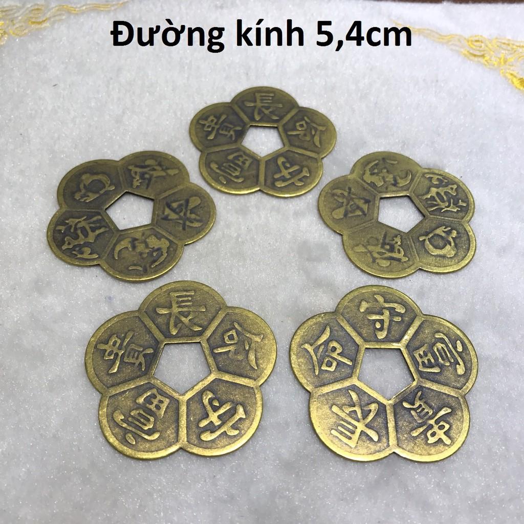 Combo 5 đồng tiền hoa mai bằng đồng kt 5,4cm