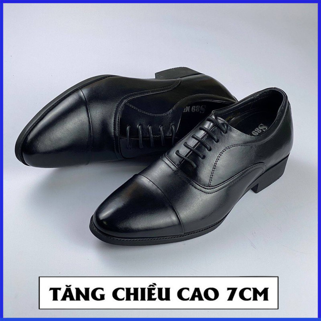 (ĐƯỢC XEM HÀNG) GIÀY TÂY NAM S89 CÔNG SỞ DA BÒ CAO CẤP TĂNG CHIỀU CAO 7CM - CÓ DÂY