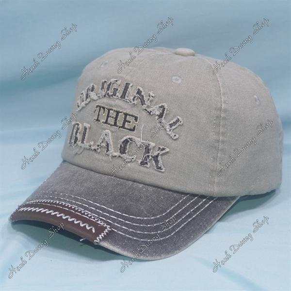Nón kết thời trang, mũ lưỡi trai thêu chữ Original The Black vải kaki oát có khóa tăng giảm size đầu từ 56-60cm - Xám & đen