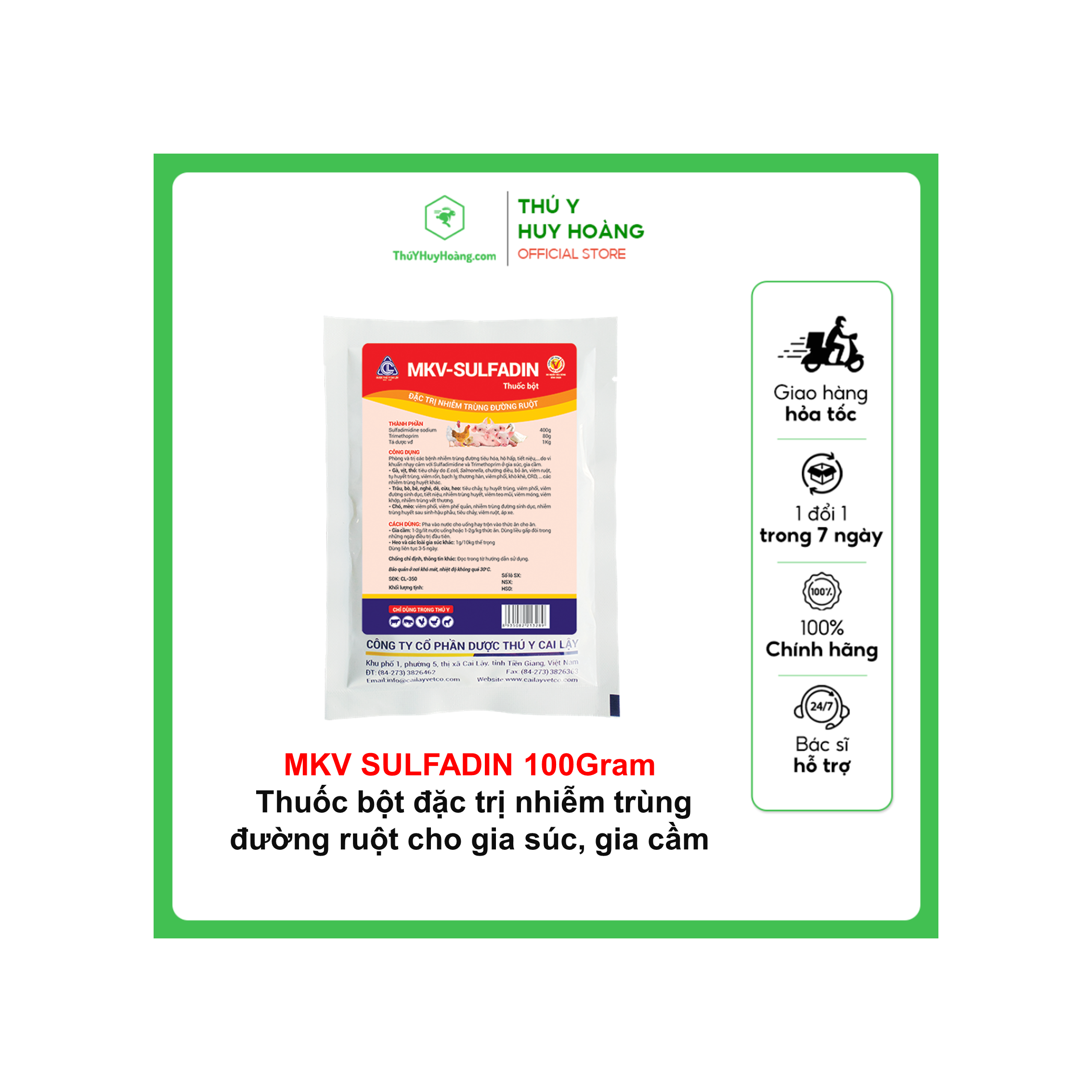 Thuốc bột MKV SULFADIN đ.ặc t.rị nhiễm trùng đường ruột