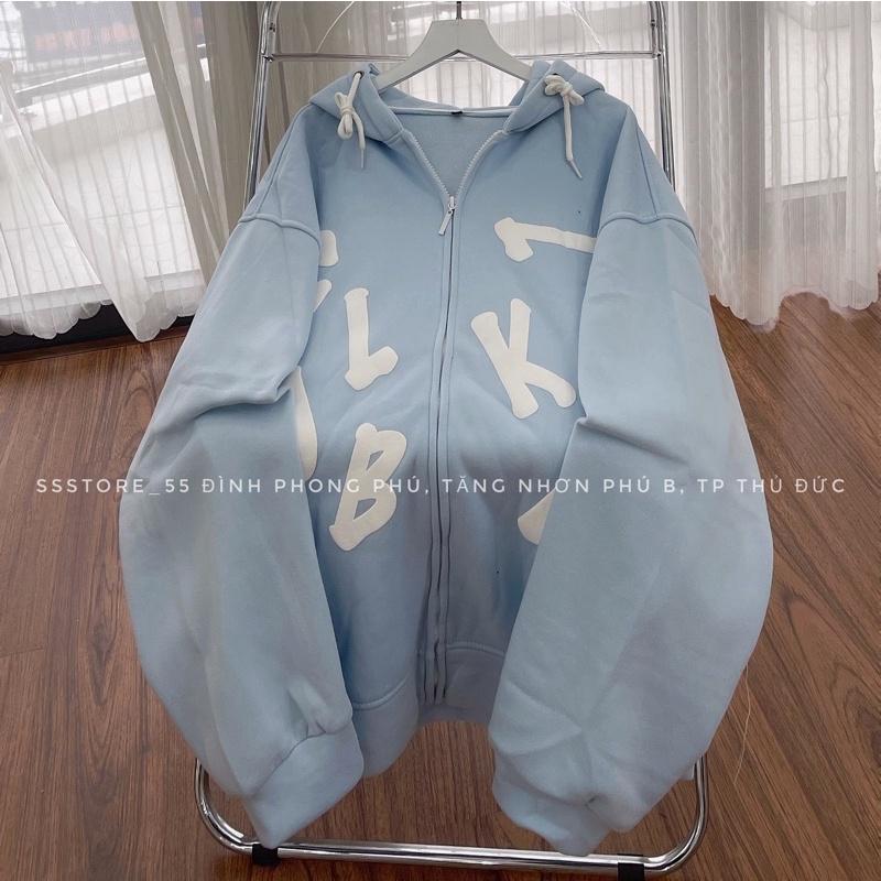 Áo Khoác nỉ chữ cái UL màu hồng + xanh unisex ảnh thật