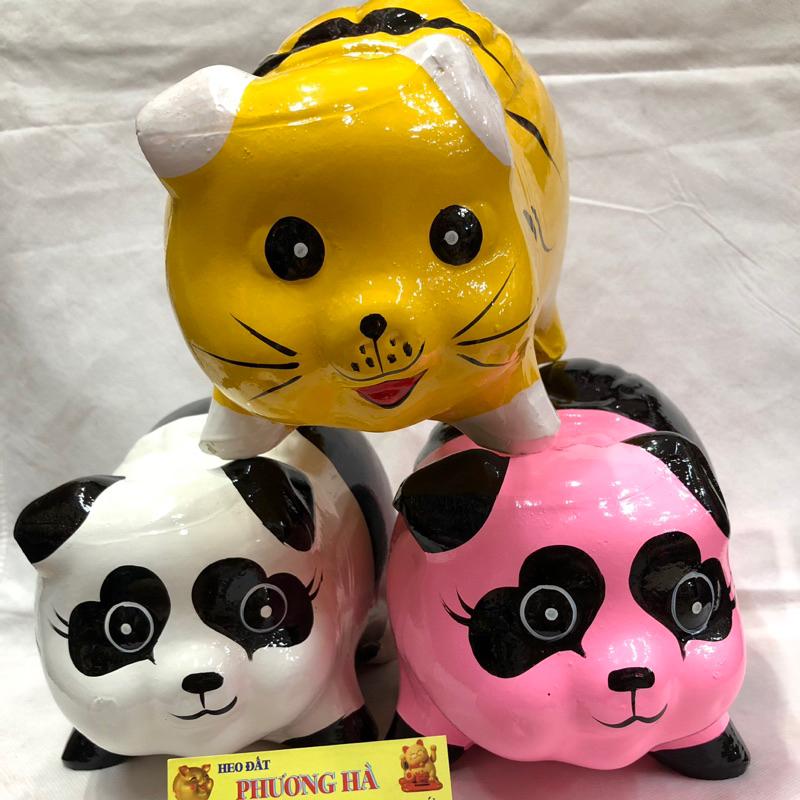Ống Heo Đất Tiết Kiệm Sơn Phủ Bóng Tiểu Hổ Màu Vàng Tai Trắng Size 22cm * 17cm