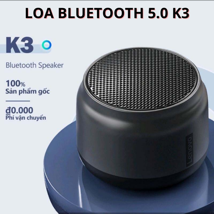 Loa mini bluetooth 5.0 Lenovo K3 , nhỏ gọn với âm bass sâu không dây - Thích hợp cho thể thao ngoài trời với thời lượng pin dài ( Bảo Hành 1 Năm)