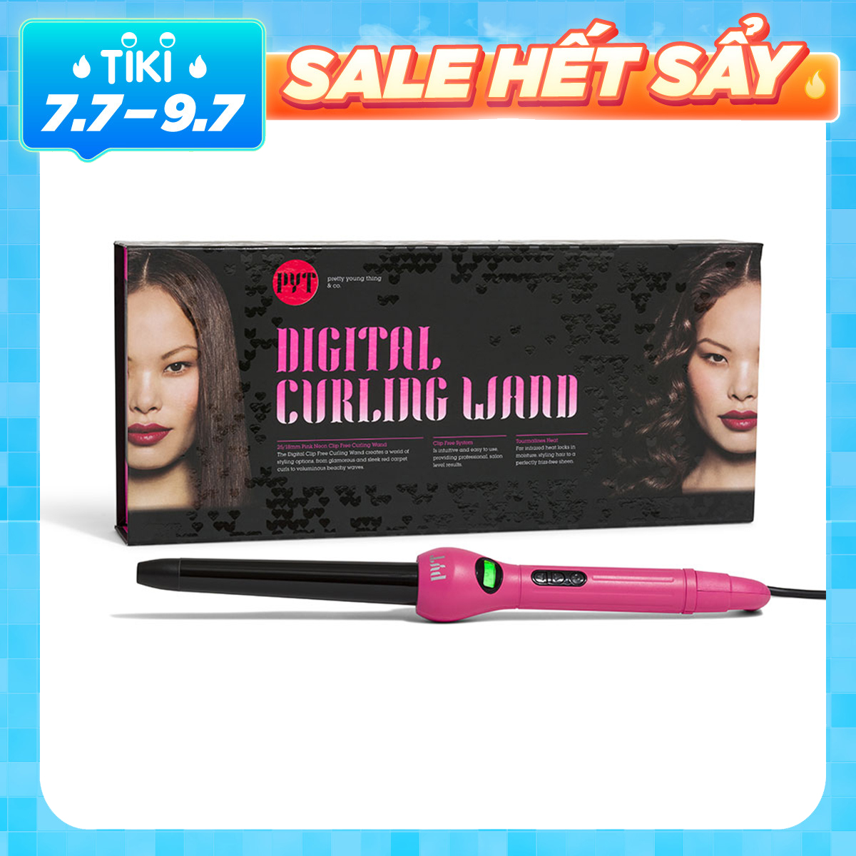 Máy Uốn Kỹ Thuật Số PYT Digital Curling Wand 25/18mm - Màu Hồng