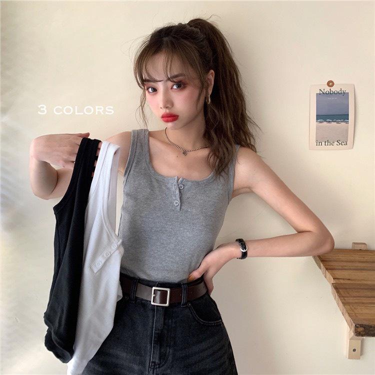 Áo croptop Ulzzang ôm body tay ngắn áo 3 lỗ 2 dây bozip sexy Hàn Quốc