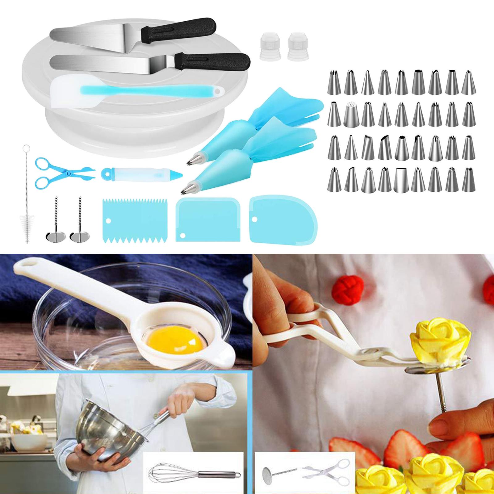 52pcs Cake Decorating Kit Cake Decoration Supplies Set Tool for Home Kitchen, Cake Decoration Equipment Supplies w/ Cake Turntable & Icing Spatula