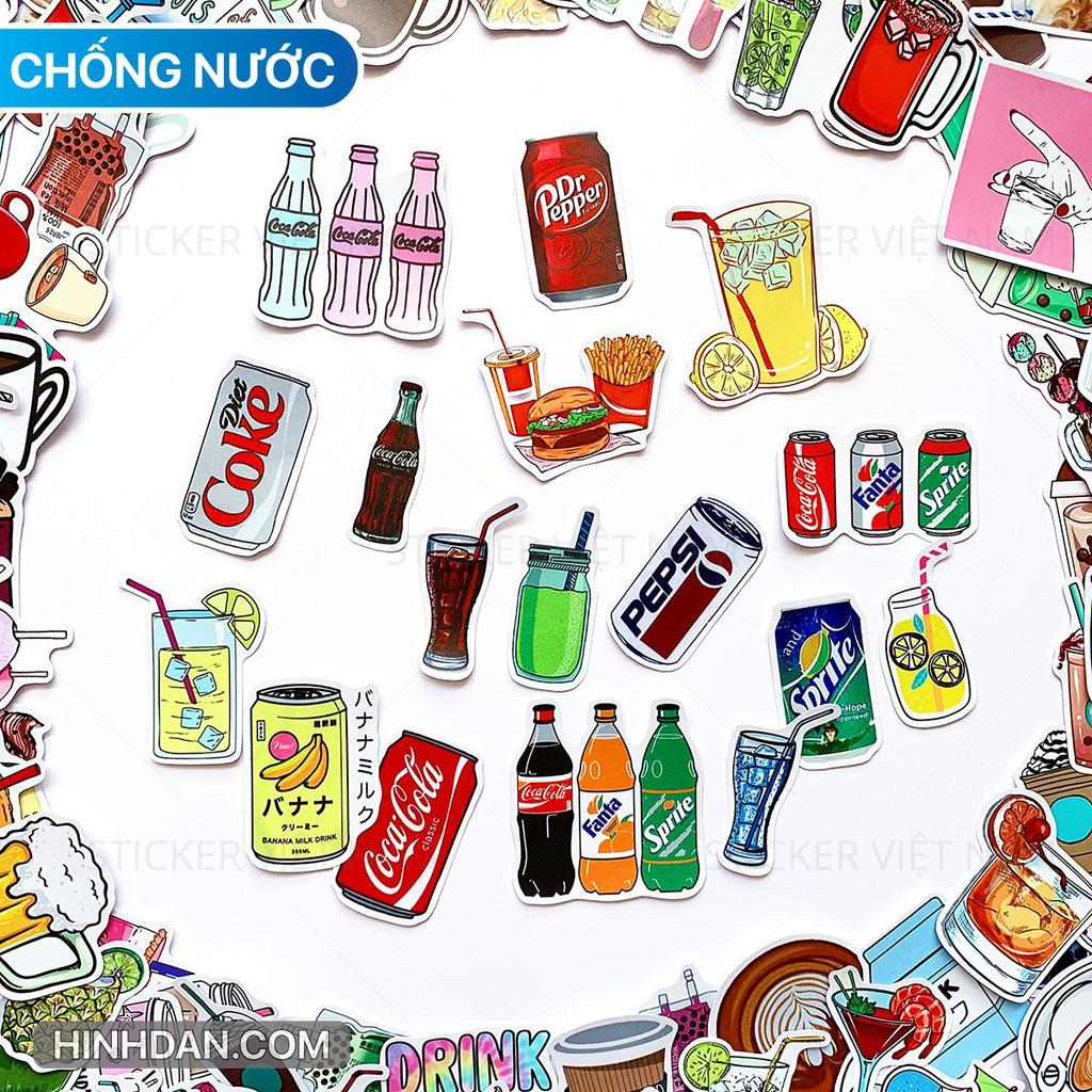 Sticker Đồ Uống - Drinks - Dán Trang Trí - Chất Liệu PVC Cán Màng Chất Lượng Cao Chống Nước, Chống Nắng, Không Bong Tróc Phai Màu