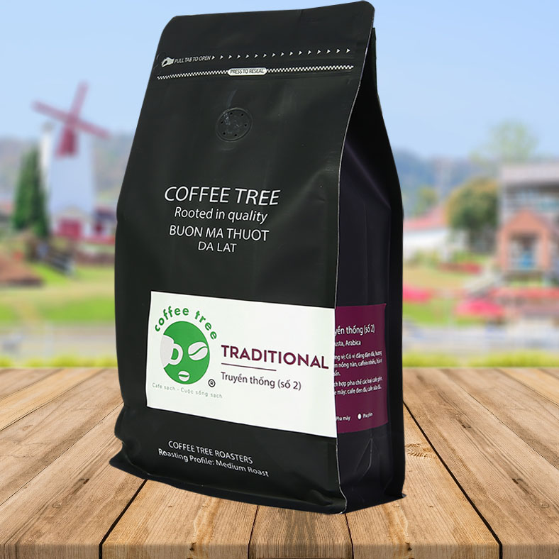 Cà phê bột 100% nguyên chất truyền thống số 2 (500gr) Coffee Tree gu vừa vị chuẩn truyền thống