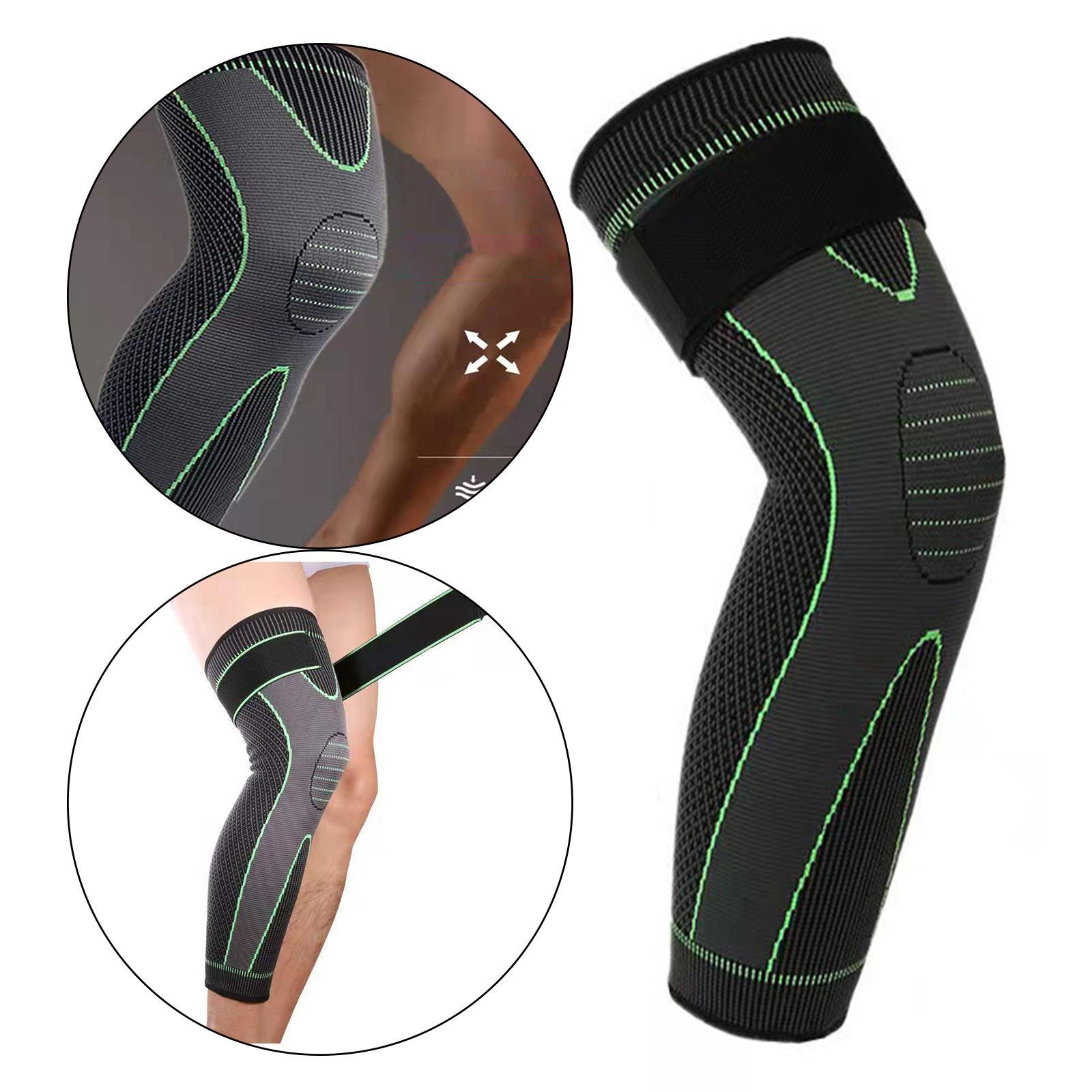 Elastic Knee Brace Pressure Long Compression Sleeve Breathable Knee Protector for Running Basketball Cycling Sports Injury Recovery