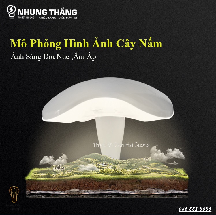 Đèn Bàn Hình Cây Nấm ZDT-5888 - 3 Chế Độ Ánh Sáng - Tăng Giảm Ánh Sáng - Pin Sạc Tích Điện