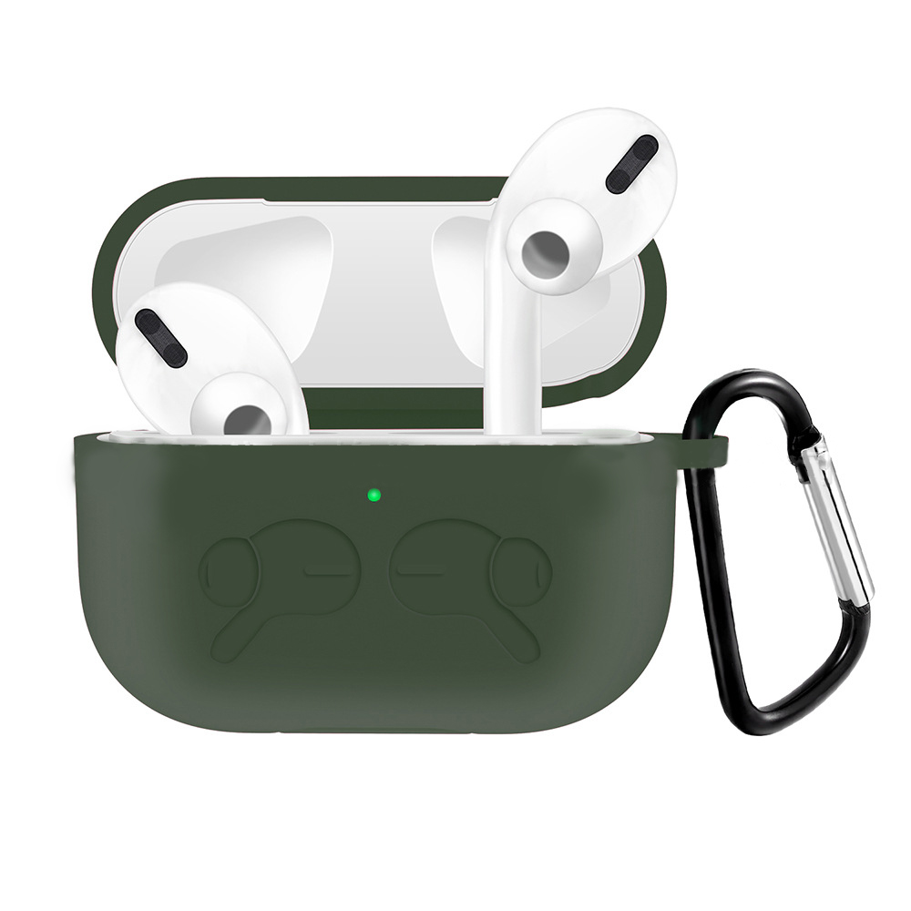 Bao Case Silicon TPU Màu Xanh Bóng Đêm cho Airpods Pro _ Tặng Kèm Móc Khóa Dây Da