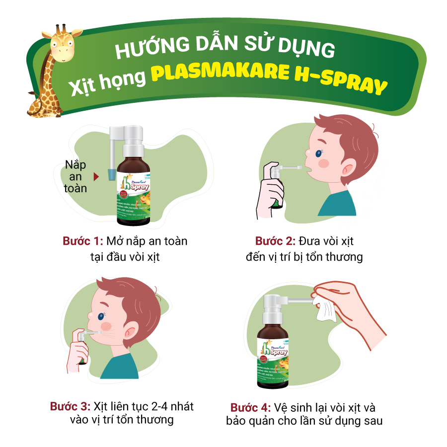 Dung dịch xịt họng PlasmaKare H - Spray 30ml, cho trẻ từ 06 tháng, an toàn cho phụ nữ có thai không kháng sinh