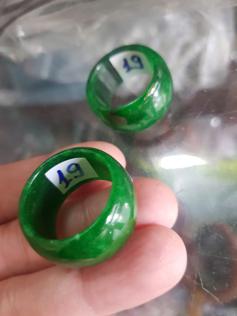 Nhẫn Nam Đá cẩm thạch Xanh đậm đẹp Ni 19mm x cao 13,8mm x dầy 3,8mm nam mệnh mộc mệnh hỏa mệnh Thủy đeo nhẫn ni 19mm rẻ ạ