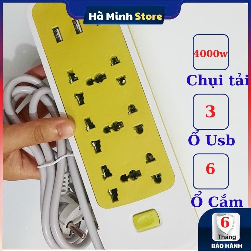 Ổ Cắm Điện Đa Năng Chống Giật 9 ổ cắm, 3 cổng USB - Ổ Cắm Điện Xanh Thái Lan Đa Năng Siêu Bền An Toàn