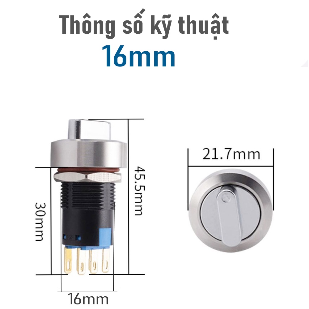 Núm công tắc xoay Tự khóa 16mm, 19mm, 22mm (3V-24V, 110-220V)