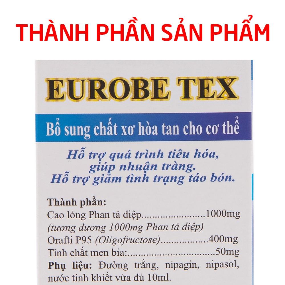 Siro EUROBE TEX HDPHARMA bổ sung chất xơ giảm táo bón, tiêu hóa tốt, nhuận tràng - 20 ống (EUROBE TEX)