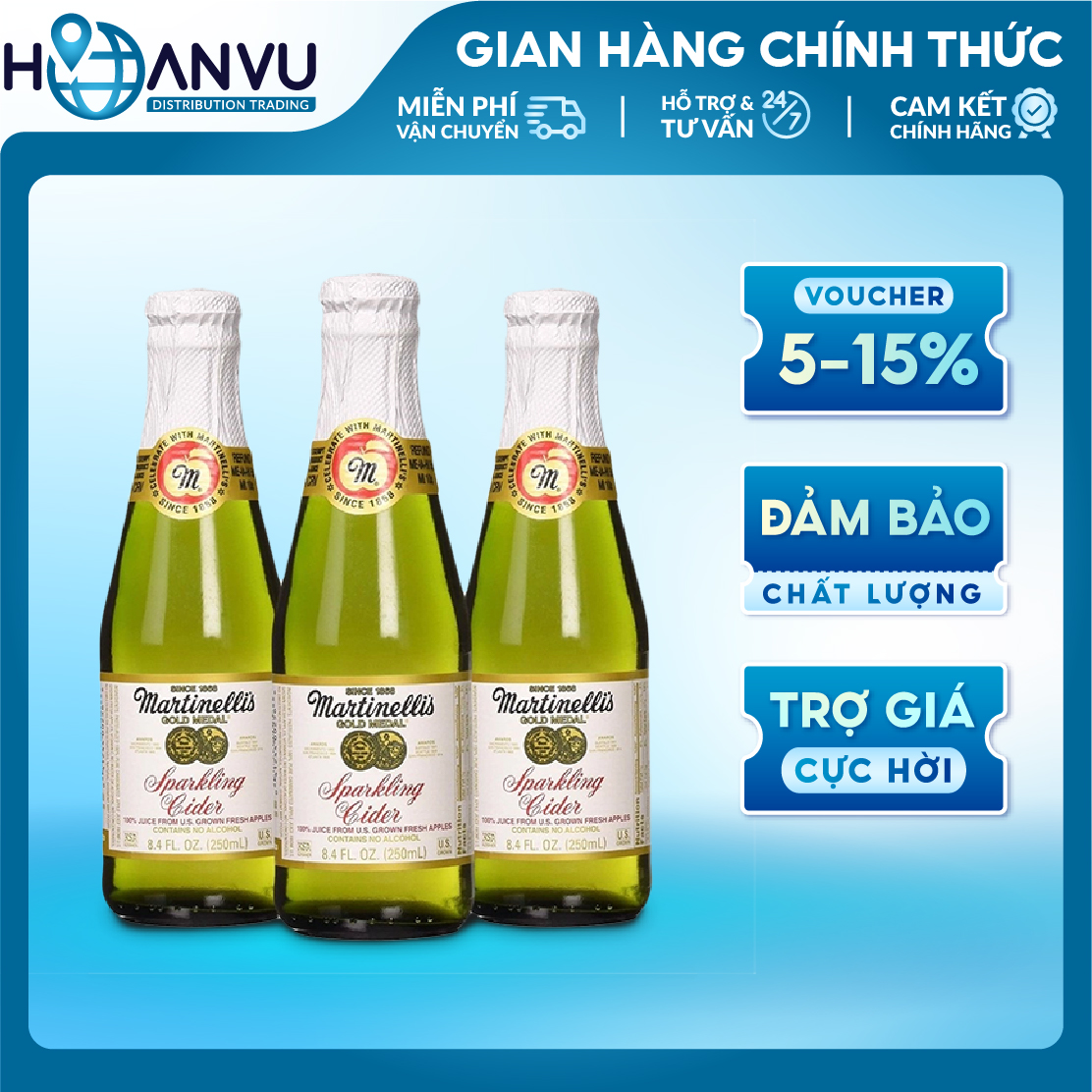 Nước Ép Táo Martinelli's Sparkling Cider Apple (250ml) date 04.2025