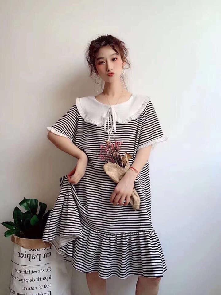 Đầm Nữ FreeSize Phối Sọc Cá Tính