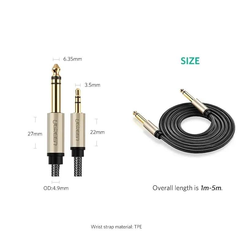 Ugreen UG10631AV127TK 8M màu Đen Cáp âm thanh 6.5mm dương sang 3.5mm dương - HÀNG CHÍNH HÃNG