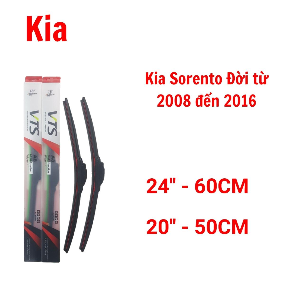 Bộ cần gạt mưa Silicon thanh mềm A8 dành cho xe Kia: Moring, K3, Cerato, Carens, Sedona, Rio - Hàng nhập khẩu